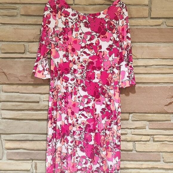 Pappagallo Dress Pink White Floral M - Picture 1 of 4